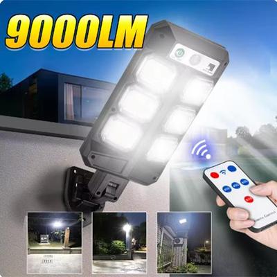9000LM LED Güneş Enerjili Lamba Hareket Sensörlü Duvar Lambası Açık Hava Güneş Enerjili Işık Su Geçirmez Sokak Lambası Uzaktan Kumandalı Harici Güneş Enerjili Lamba
