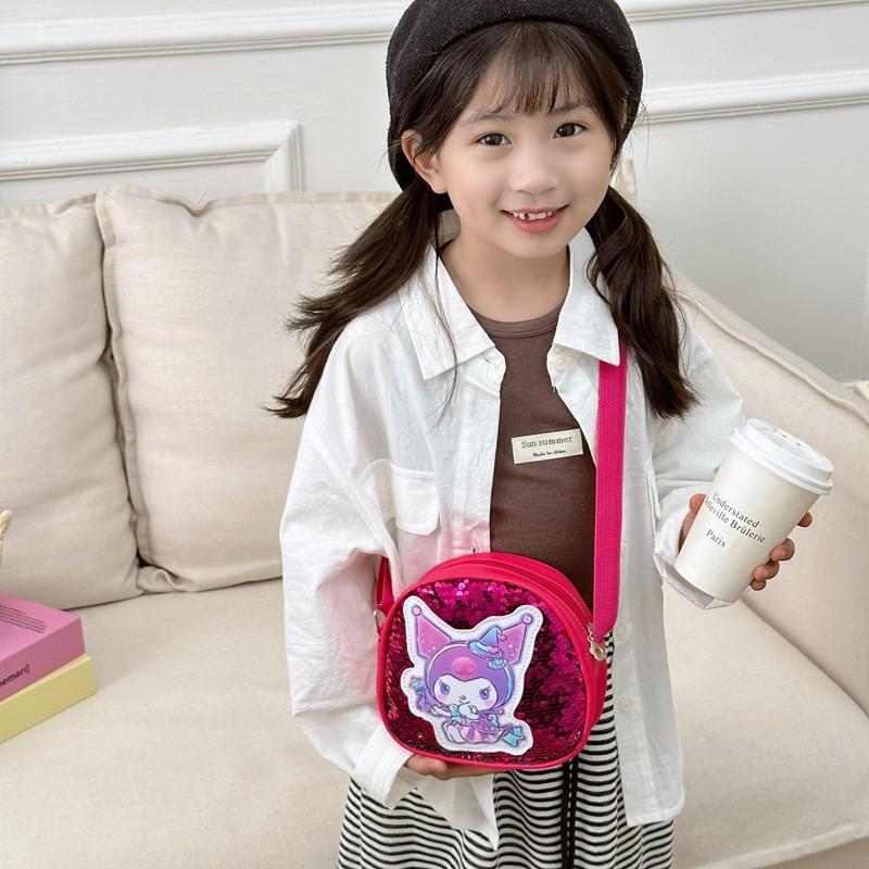 Kids Crossbody Bag With Pu Material And Glitter Design For Girls** Characters Included)