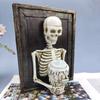 New Halloween Skull Photo Frame Candle Light Resin Skull Collision Horror Atmosphere Decoration Resin Ornaments