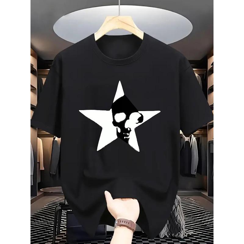 European Size Summer Men'S Fashion Short-Sleeve T-Shirt with Letter Pattern Print