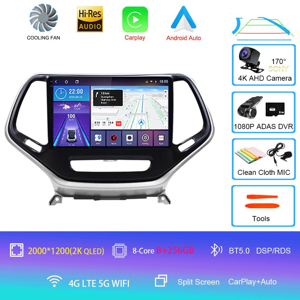 for Jeep Cherokee 5 KL 2014 - 2020 Car Radio Stereo Multimedia Video Player GPS DSP BT No 2din Head Unit CarPlay Android 14