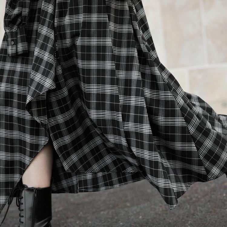 ELLE French Irregular Fashion Design Loose Versatile Slimming Plaid Midi Skirt A-Line Casual Long Skirt Women skirts ER50964