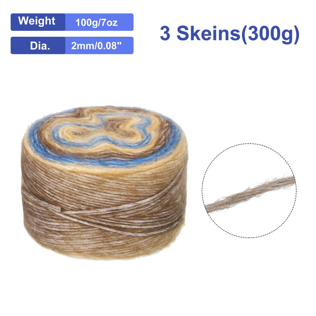 3Pcs Gradient Cake Cotton Yarns, Soft Rainbow Yarn Ball for Knitting and Crocheting Craft Project (300g X 3, 245M L Each) 100g