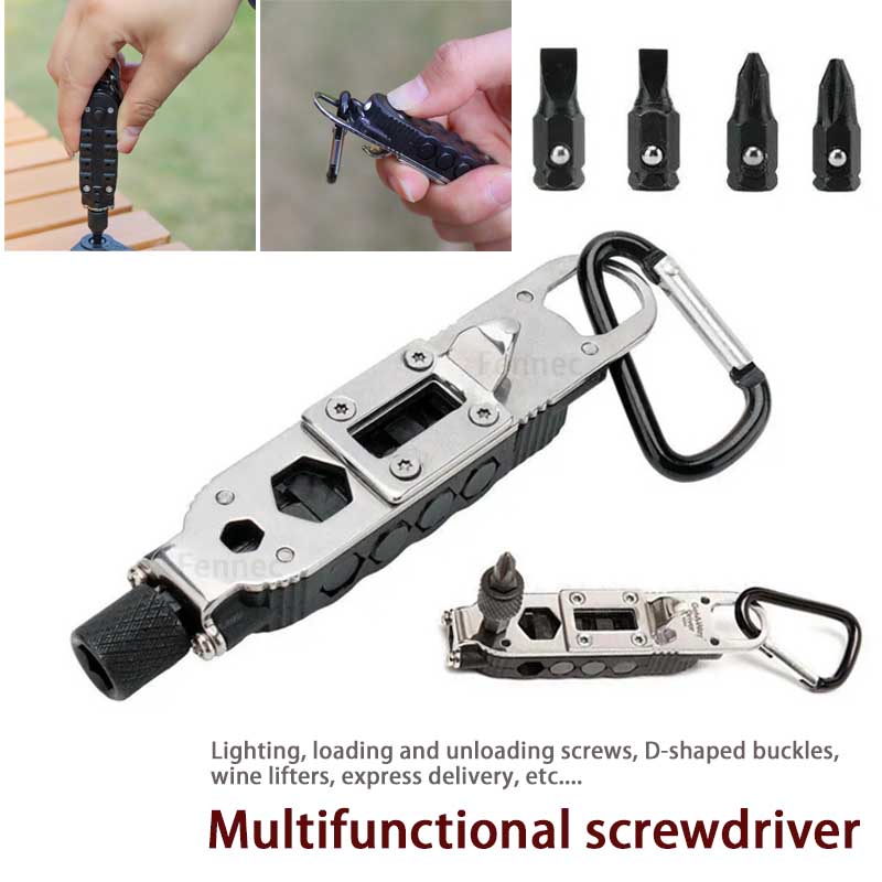 Multifunctional Mini Screwdriver Outdoor Keychain Shape Screwdrivers Portable Steel Repair Multi-function Combination Tool