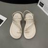 Non-slip Sleeve Toe Beach Word with Sandals Women Wear 2025 Summer New Internet Celebrity Fairy Wind Flat Roman Shoes