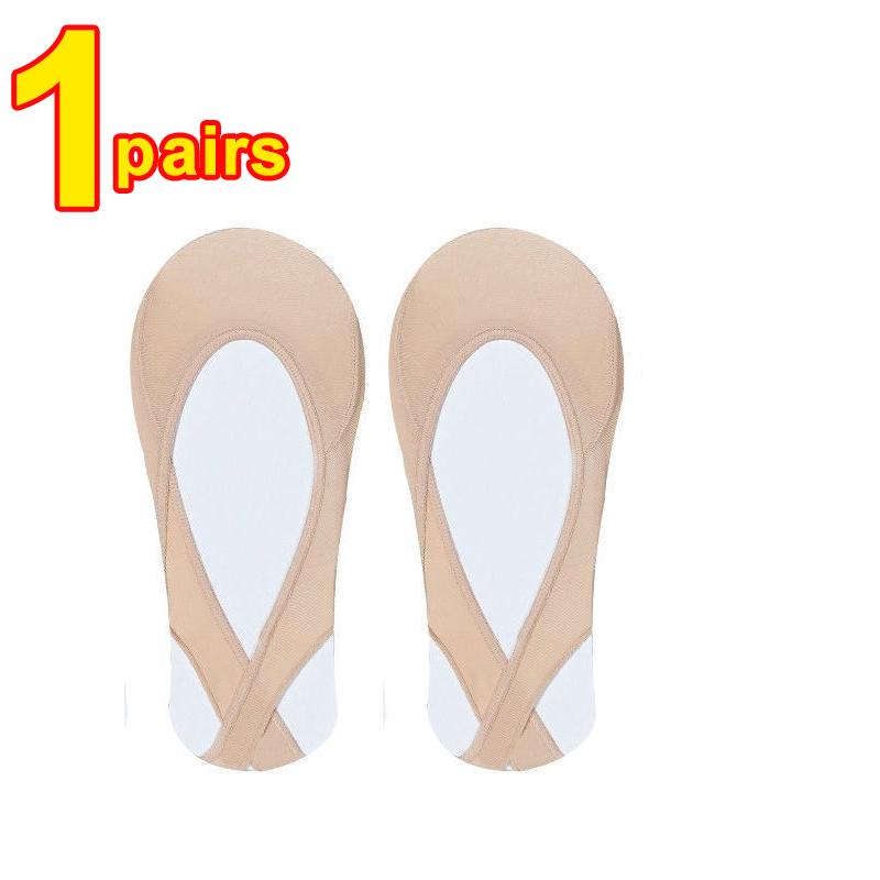 Summer Ice Silk Boat Socks Women Forefoot Pad Shallow Hollow Sling Silicone Non-Slip Invisible Sock for High Heels Shoes