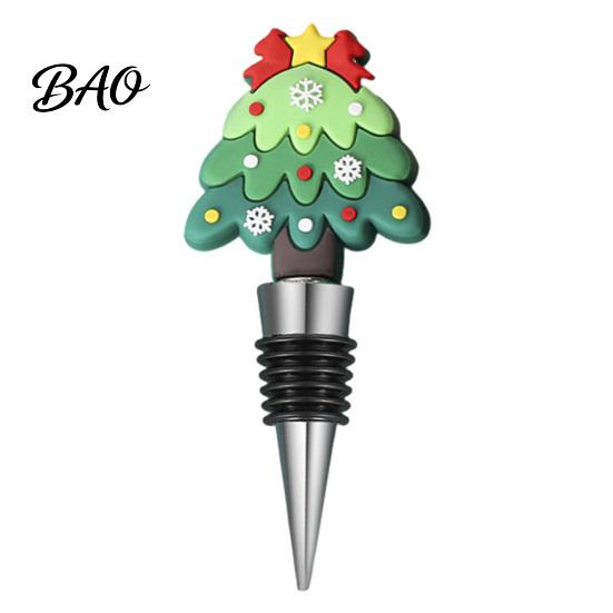 Festive Bottle Plugs Christmas Wine Stopper, Stainless Steel Reusable Cork, Decorative PVC Cartoon Stoppers Toppers Design, Airtight Sealing