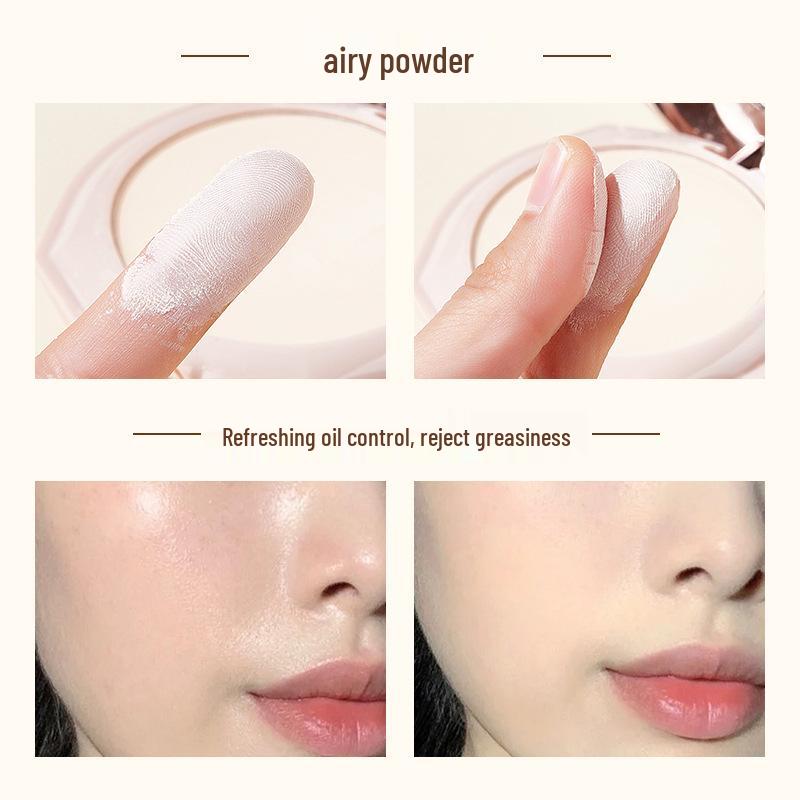 Matte Finish Soft-Focus Pressed Powder: Waterproof, Long-Lasting, Non-Caking, Oil Control, Gold Compact, Double Layer for Touch-Ups.