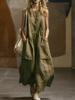 European and American independent station spring and summer new loose sleeveless three-dimensional pocket cotton and linen dress
