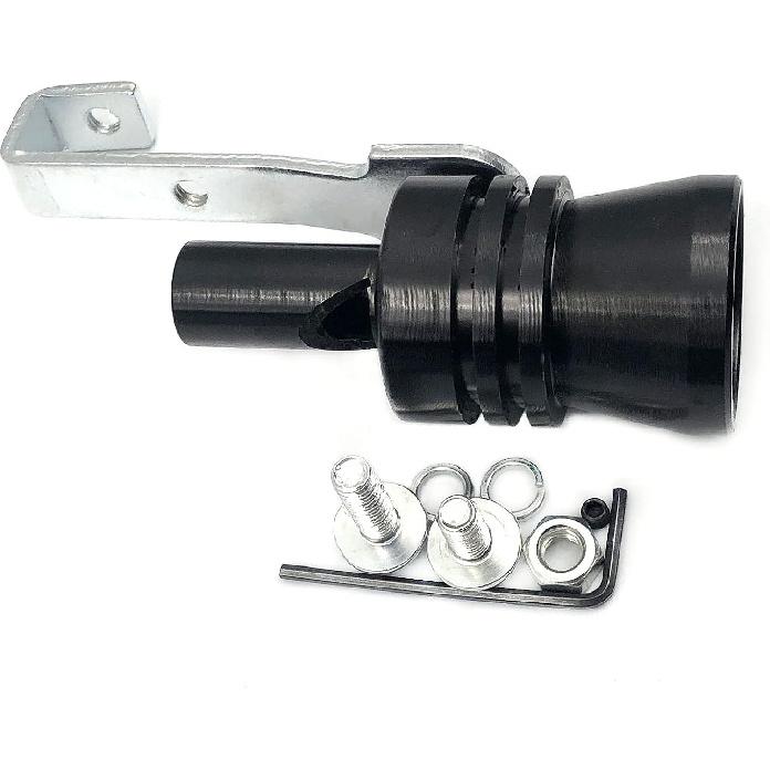 DEVMO 2Pcs XL Size Aluminum Alloy Universal Turbo Sound Exhaust Muffler Pipe Whistle Car Roar Maker (XL-Black)