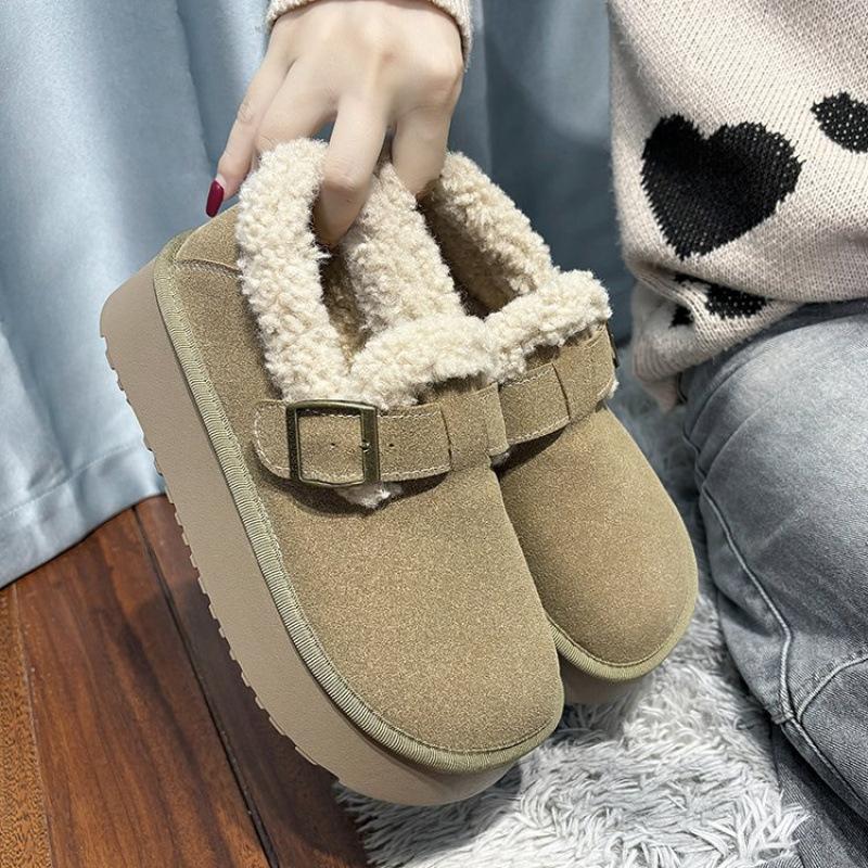 

Ретро Мао Мао Бокен обувь женские бархатные Дуду обувь 2025 новая зимняя ленивая на толстой подошве на одной педали термо хлопковая обувь 40 хаки