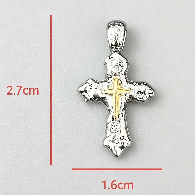 Vintage Graffiti Cross Necklace with Gold-Plated Rays - Unique Subculture Accessory