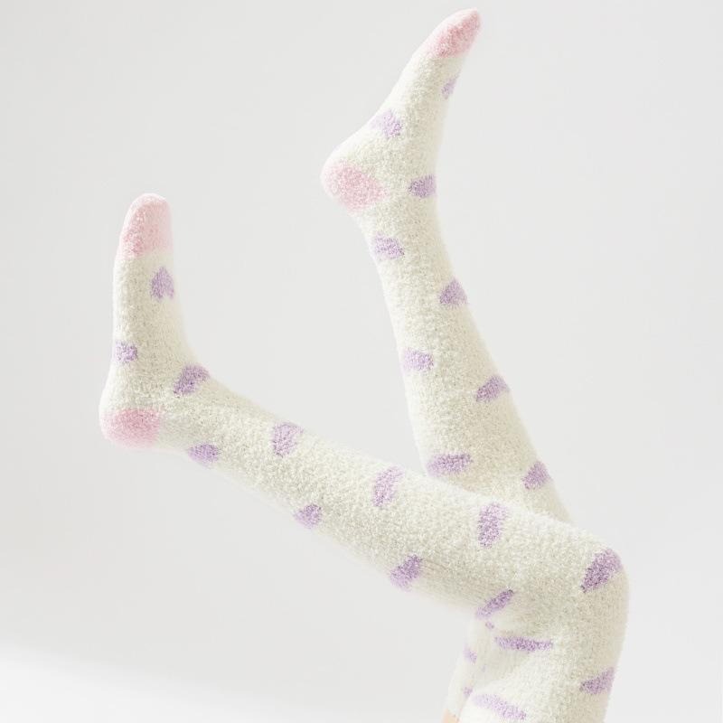 Socks New coral fleece stockings fashionable and sexy love thermal terry sleep socks
