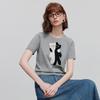 Chuyu Women's 2025 Summer Cartoon Applique Wool Blend Short Sleeve T-Shirt