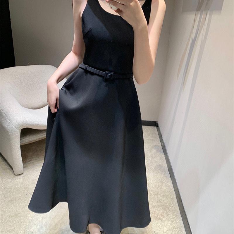 Early Spring U-neck Slim-fit Waistband Vest Dress - Simple Classic Casual Style