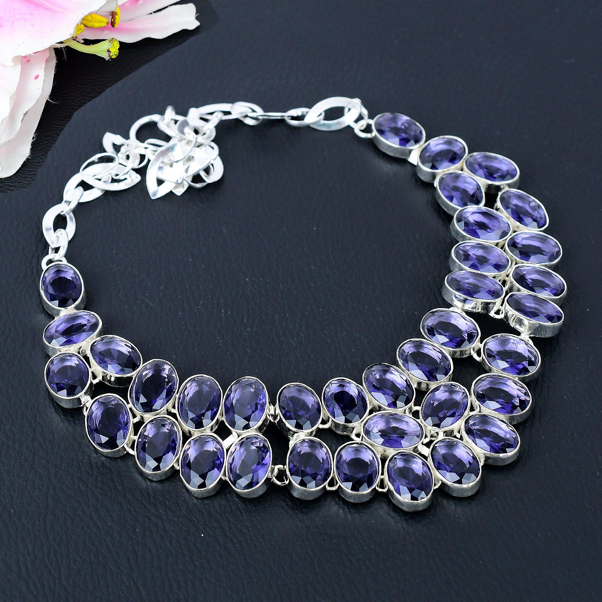 

Amethyst Gemstone Handmade 925 Sterling Silver Jewelry Necklace 18 KG-394