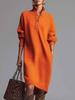 Autumn/Winter Women's Long Knitted Sweater Dress - Over-the-Knee, Loose Fit, Solid Color, Tall-Person Style
