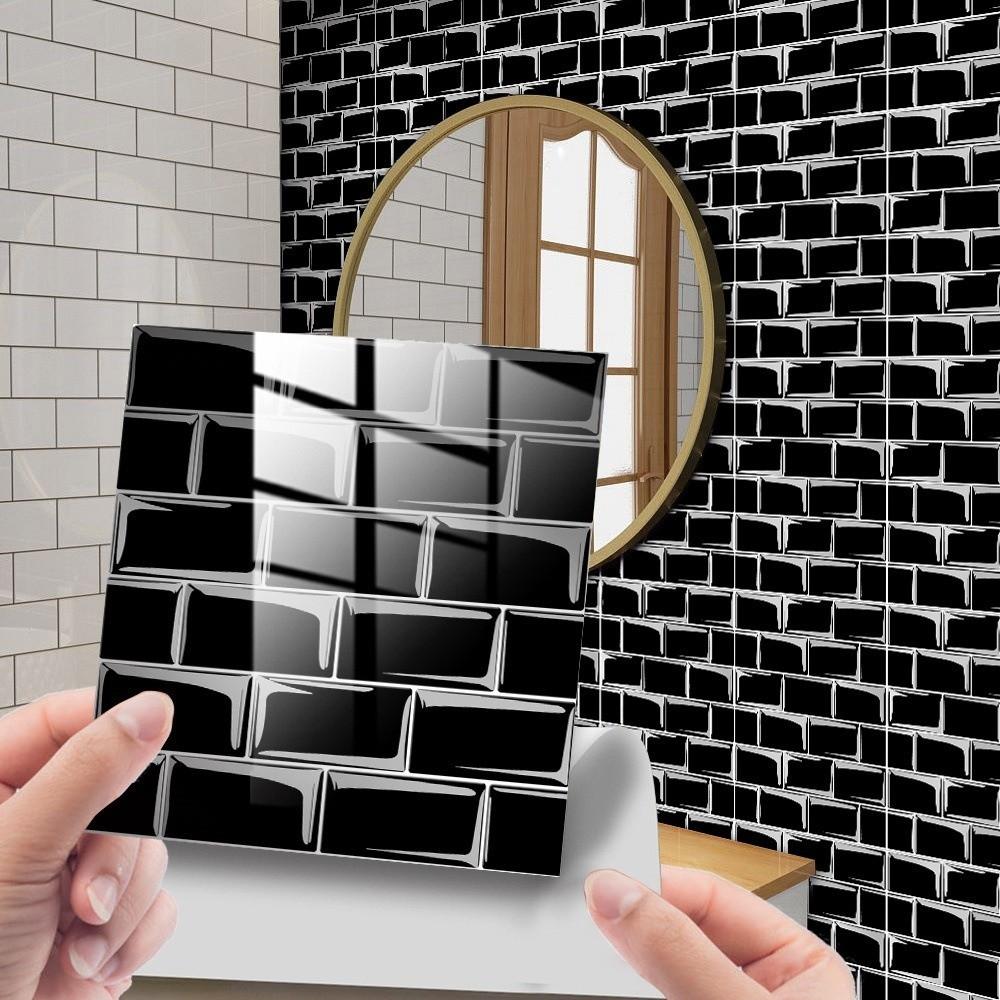 10Pcs PVC Tile Stickers 15*15cm Waterproof 3D Wall Sticker Marble Grain Self Adhesive Art Wall Decal