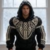 Erkek Kazak Kapüşonlu İpli Uzun Kollu Kapüşonlu Sweatshirt 3D Dijital Baskılı Sokak Tarzı Sweatshirt Günlük Spor Giyim