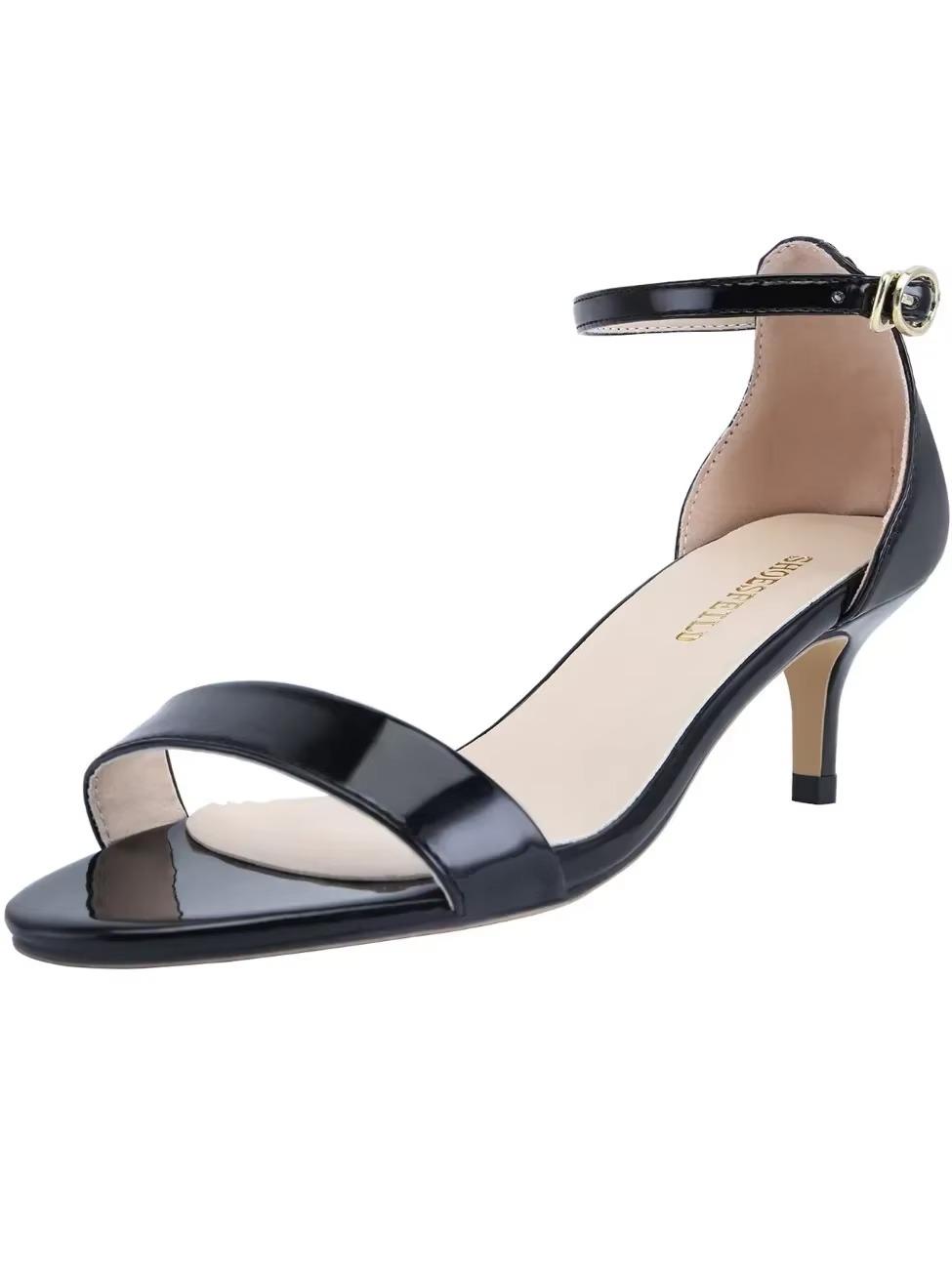 Женские Сандалии Сексуальные Туфли на Шпильке Летние 5см Низкий Каблук Открытый Носок Высокий Каблук Ремешок на Лодыжке Сандалии Шпильки Платье Свадебные Туфли 35 чёрный 2350₽