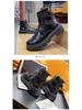 Men's Black Leather High-Top British Style Motorcycle Boots