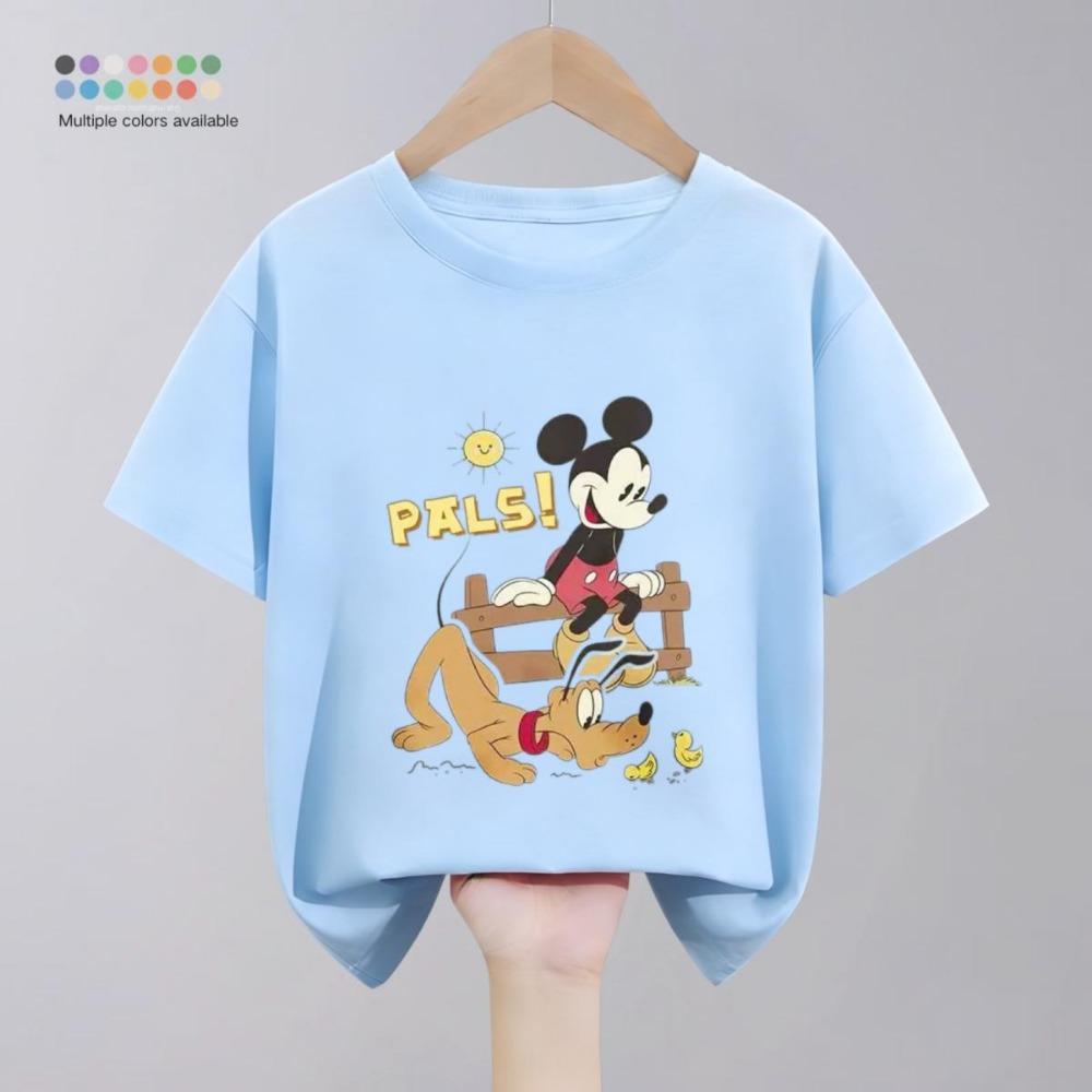 Solid color simple printed short-sleeved T-shirt, casual cartoon T-shirt, children's clothing