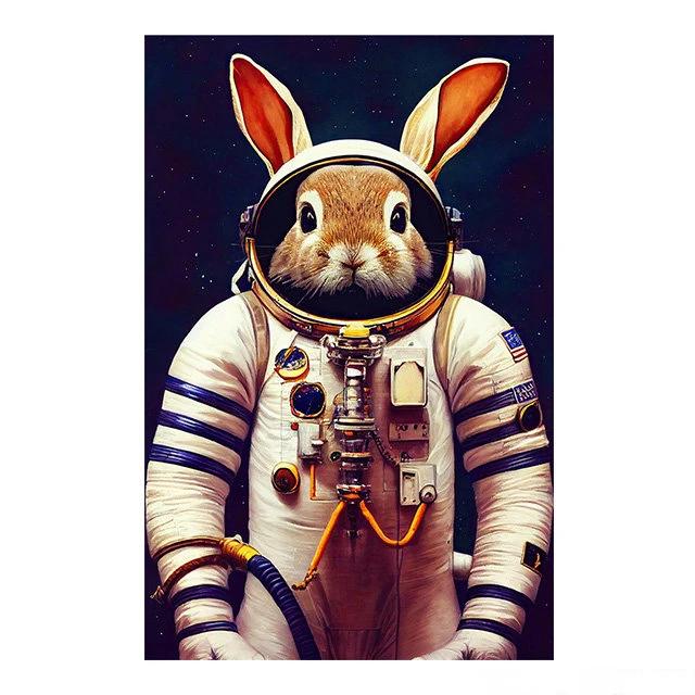 Steampunk Cat Wolf Astronaut Rabbit Poster Art Canvas Painting Retro Funny Animal Tiger Gorilla Poster Living Room Home Decor