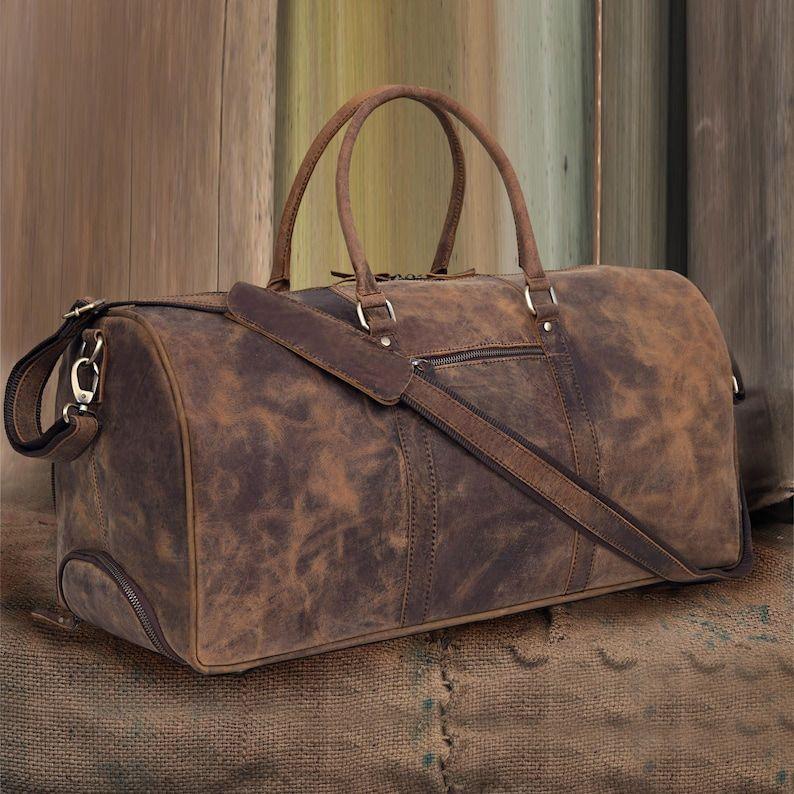 Handmade Leather Trolley Duffel Bag Mens Travel Duffel on Wheels Carry on Cabin Luggage Overnight Duffel Christmas Gift for Men and Women