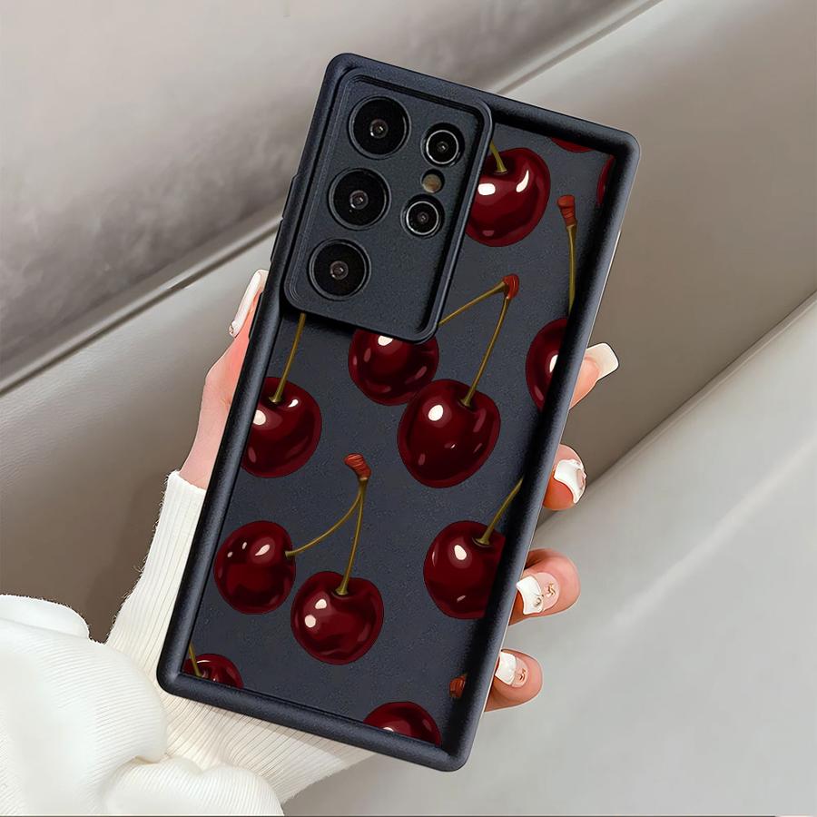 Stylish Cherry Pattern Case for Samsung Galaxy S21 S20FE S24 Plus S23 FE S25 Ultra S24Ultra S22 S25 Edge Phone Cover
