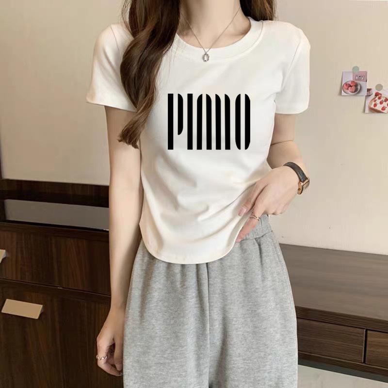 

Pure cotton summer new foreign style short-sleeved t-shirt top women s irregular and thin versatile bottoming shirt women s striped printing M