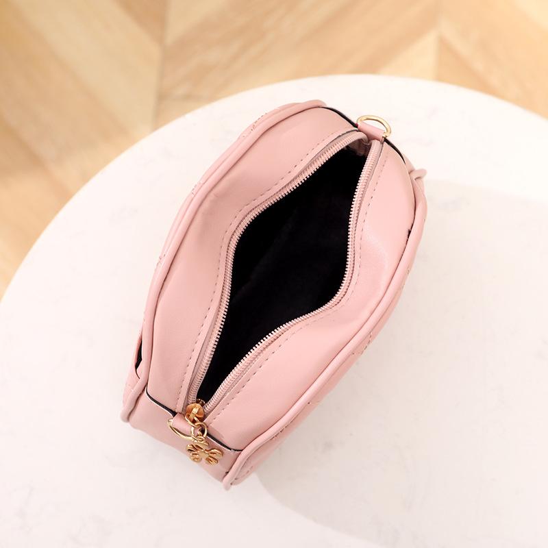 Sweet Flower Shell Bag Ladies Embroidered Rhombus Shoulder Bag Front Pocket Storage Change Mobile Phone Bag