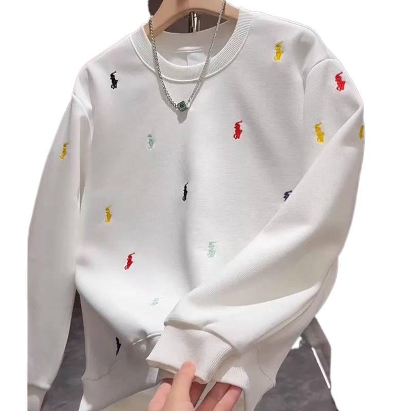 Men's High-End American War Horse Embroidery Hoodie - Autumn Fashion Trend, Simple Versatile Round Neck Top