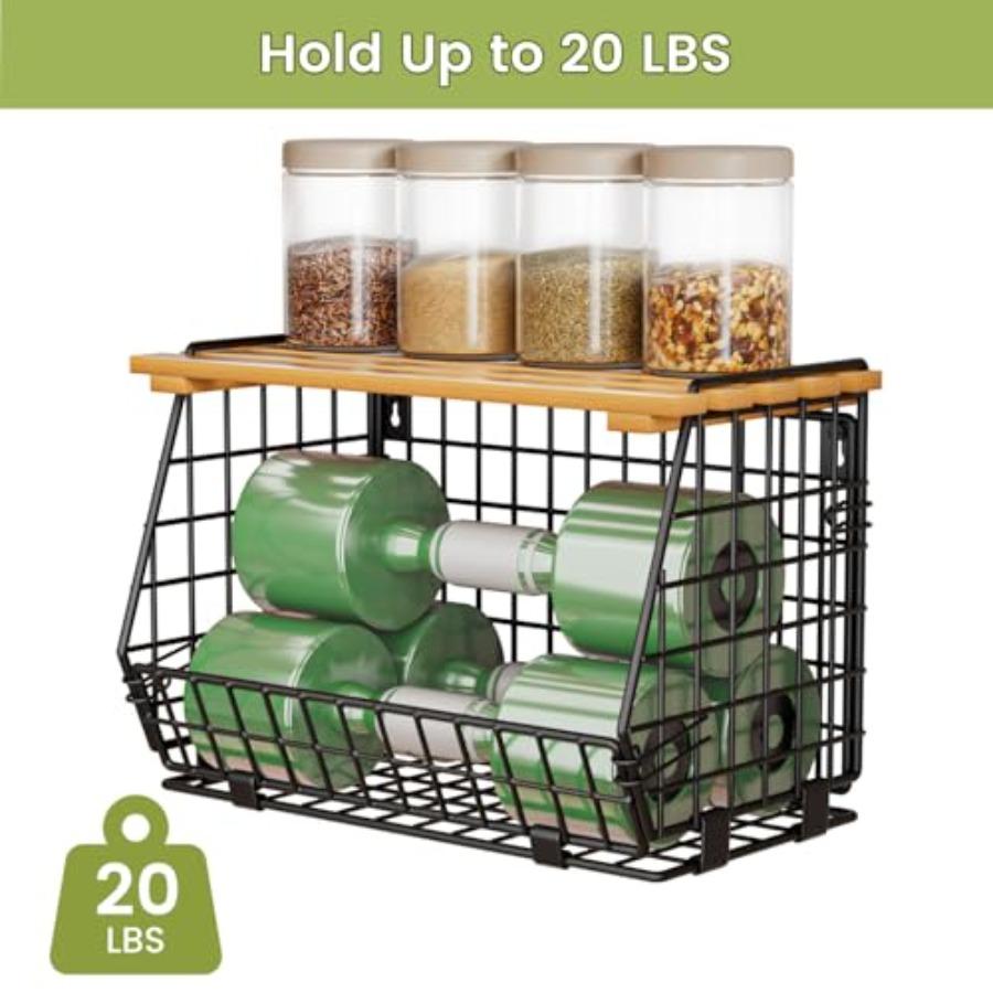 Wire Fruit Basket for Kitchen Storage: Hanging and Counter Basket for Vegetable Produce - Potato and Storage for Pantry 3 Pack