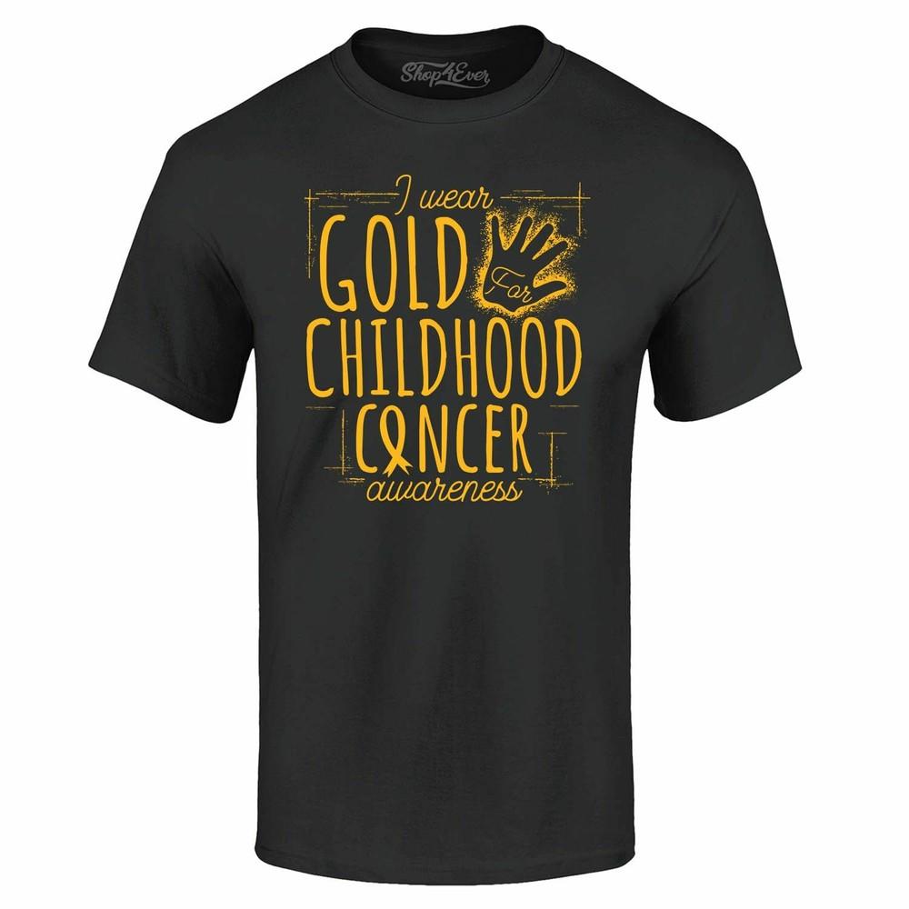 I Wear Gold For Childhood Cancer Awareness T-shirt Gold Ribbon Shirts
