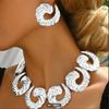 3-Piece Vintage Vacation Style Spiral Necklace and Stud Earring Set for Everyday and Party Occasions