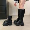 2025 Autumn and Winter New Long Boots Women's Small Thick-soled Heightened Thick-heeled Martin Boots Slim Zipper Boots