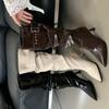 2025 autumn and winter new fashion versatile pointed high-heeled boots women's fashion British style fine heel but knee-high