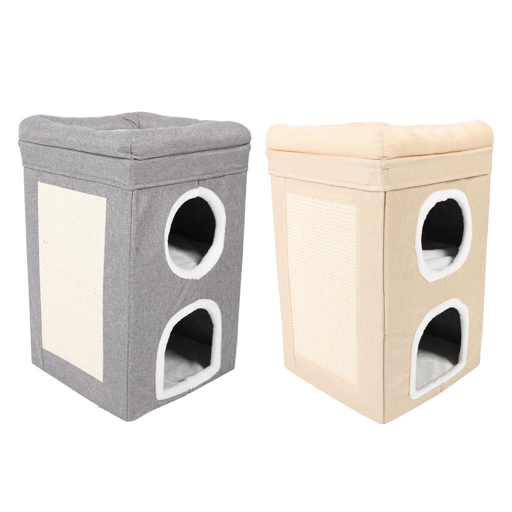 Katzenhaus für den Innenbereich, warmes Katzenhaus für den Winter, 3-stöckige Haustierhöhle, faltbares Katzenbett für den Innenbereich