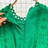 Elegant Crochet Lace Dresses for Women Hollow Out O Neck Lantern Sleeve A Line Belted Vestidos Court Style Dress Dropship