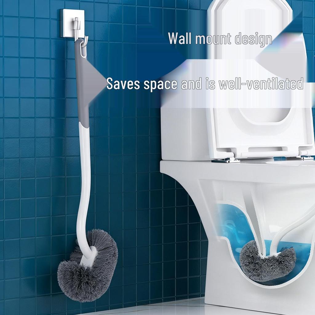 Wall-Mounted Soft Bristle Toilet Brush with Long Handle for Efficient Cleaning