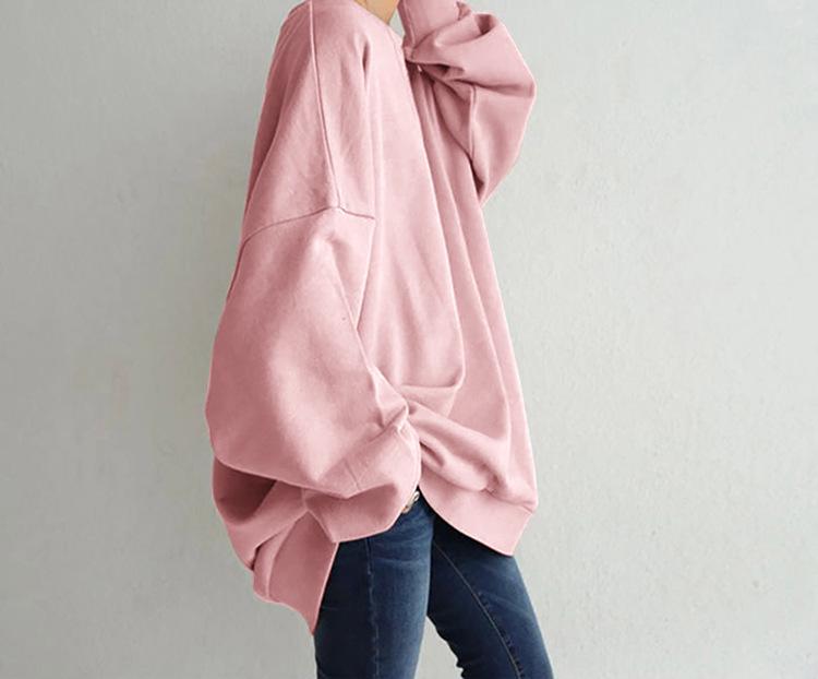 2022 Winter Korean Style Women's Round Neck Loose Fit Pullover Hoodie