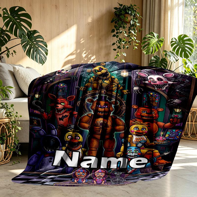 Custom Name Personalized Five Nights at Freddy's Print Blanket, Home Decor, Bedroom, Sofa, Camping, Couch, Gifts for Birthday Christmas