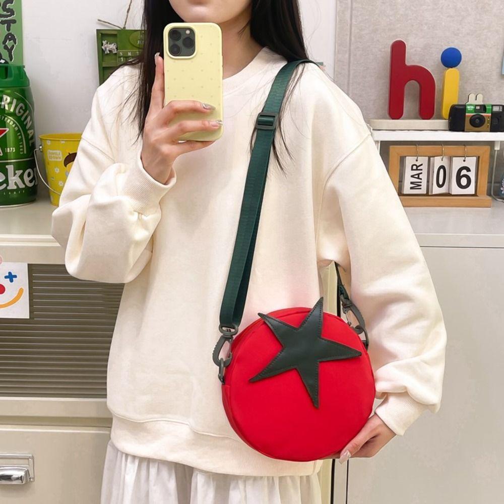 

Message Bag Funny Shoulder Bag Harajuku Mobile Phone Pack Tomato Shape Crossbody Bag Outdoor жовтий