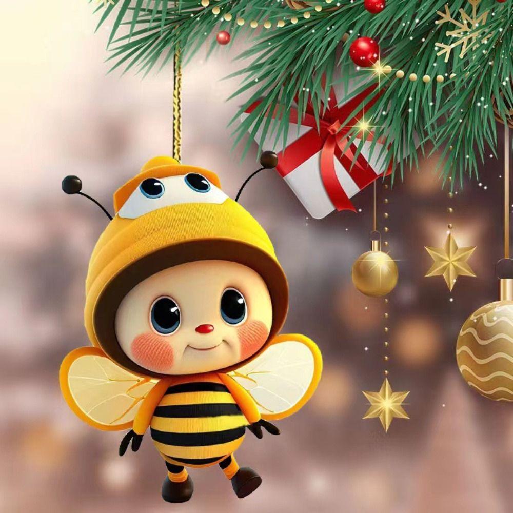 2D Cute Bee Car Hanging Decoration Acrylic&Plexiglass 2D Car Decoration Hanging  Home