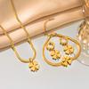 Four-leaf Clover Set for Women Titanium Steel Non-fading High-end Clavicle Chain Bracelet and Earrings
