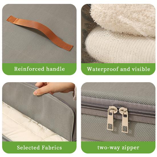 Foldable Clothing Storage Box Collapsible Storage Bin with Clear Window Reinforced Handles Zippered Comforter Storage Bag for Quilt Clothing Sweater