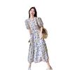 Bubble Sleeve Floral Dress Women's Summer New Fungus Edge Loose Small Long A-shaped Dress