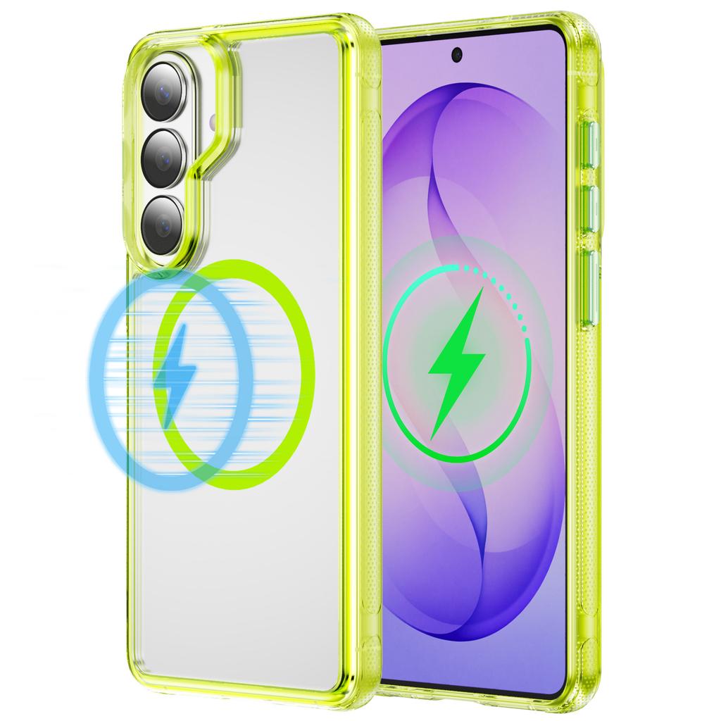 Magnetic Clear Hybrid Shockproof Cases For Samsung S26 S25 S24 Plus Ultra For Magsafe Metal Lens Ring Anti-fall Bumper Cover