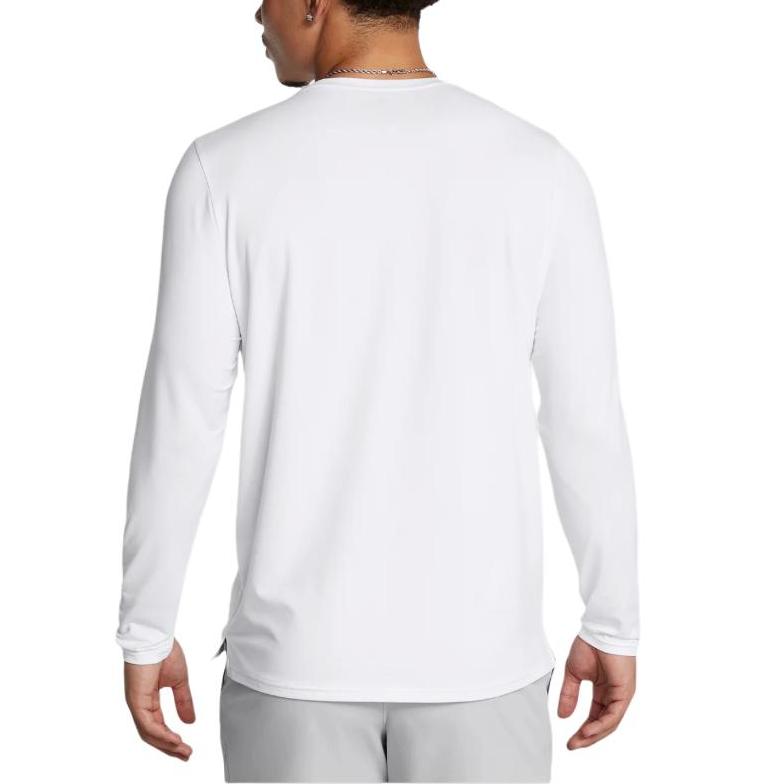 Under Armour Johnson Series Authentic Solid Color Crew Neck Long Sleeve T-Shirt Men Tops White 1386871-100