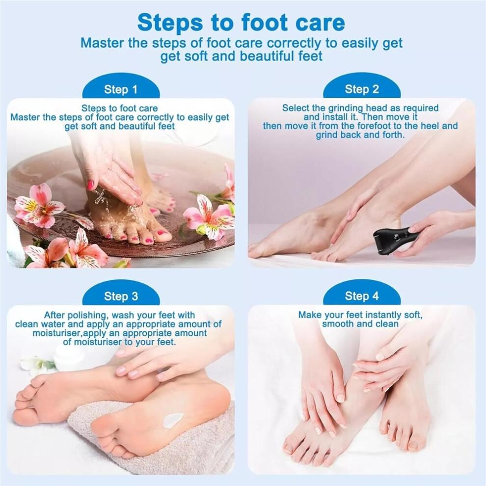 Waterproof IPX7 Electric Foot File with 3 Roller Heads – Rechargeable Pedicure Set for Spa-Quality Callus Removal